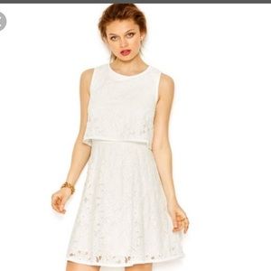 Betsey Johnson White lace popover dress